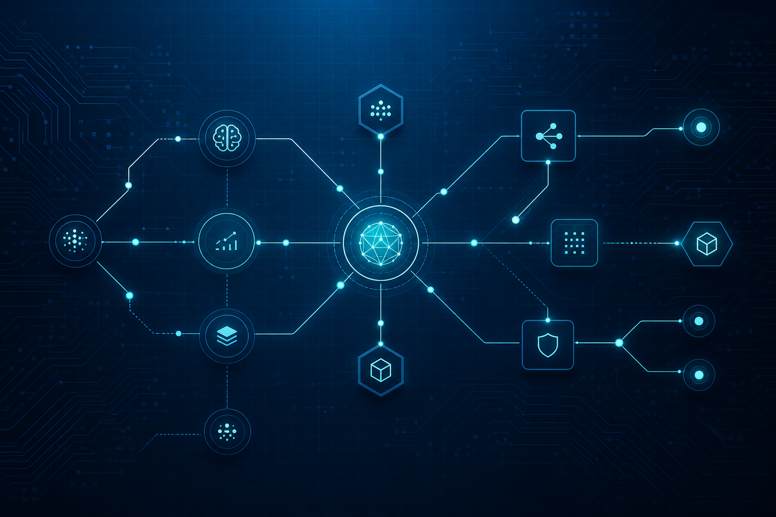 AI advisory and implementation network diagram